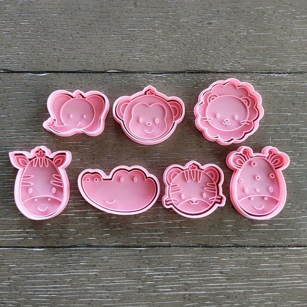 Safari Animals Cookie Cutters & Stamp 7-Piece Set - Perfect Gift Birthday